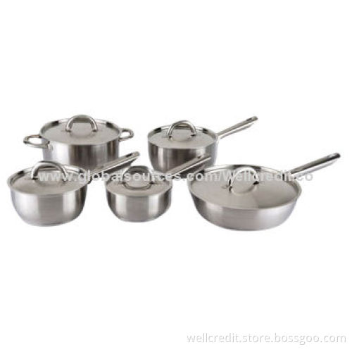 New design 10pcs stainless cookware set with good quality